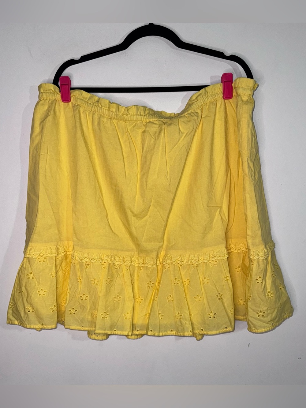 J.Crew Factory 2X Yellow Cotton Eyelet Ruffle Mini Skirt Cottagecore NWT